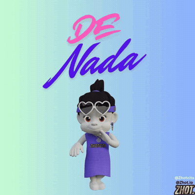 A Cartoon Character Wearing Heart Shaped Sunglasses Stands In Front Of A Sign That Says " De Nada " GIF