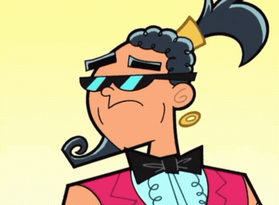 A Cartoon Character Wearing Sunglasses And A Bow Tie Has A Crown On His Head GIF