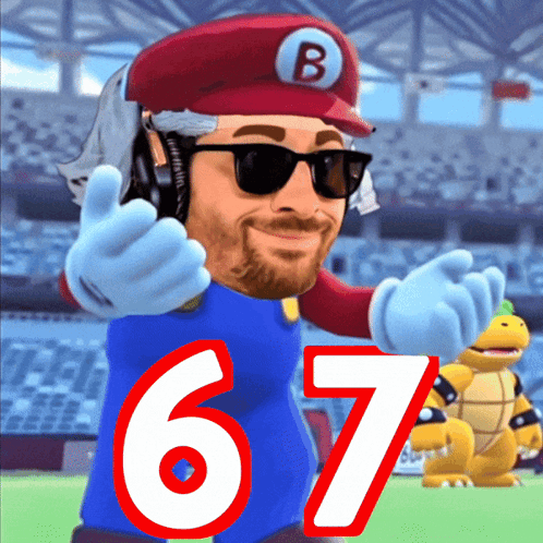 A Cartoon Character Wearing Sunglasses And A Hat With A Letter B On It GIF
