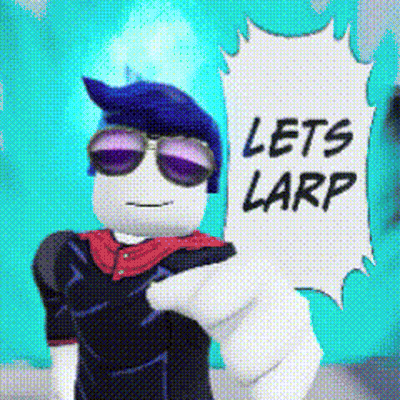 A Cartoon Character Wearing Sunglasses And A Red Cape Says Let 'S Larp GIF
