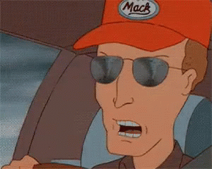 A Cartoon Character Wearing Sunglasses And A Red Hat . GIF