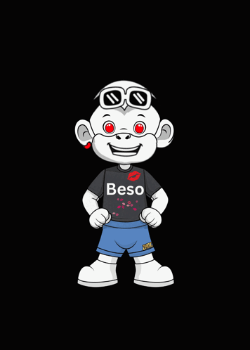 A Cartoon Character Wearing Sunglasses And A Shirt That Says Beso GIF
