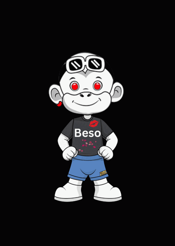A Cartoon Character Wearing Sunglasses And A Shirt That Says Beso GIF