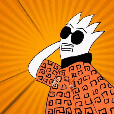 A Cartoon Character Wearing Sunglasses And A Shirt That Says ' G ' On It GIF