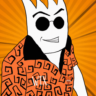 A Cartoon Character Wearing Sunglasses And A Shirt That Says Wtx On It GIF