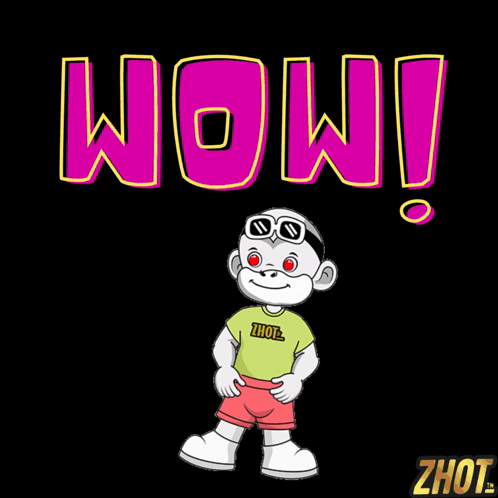 A Cartoon Character Wearing Sunglasses And A T-Shirt That Says Wow GIF