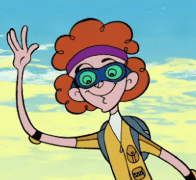 A Cartoon Character Wearing Sunglasses And A Yellow Shirt With A Pocket On It GIF