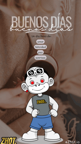 A Cartoon Character Wearing Sunglasses And A Zhot Shirt GIF