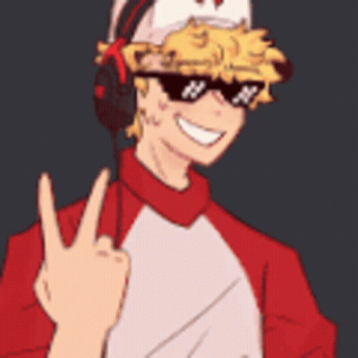 A Cartoon Character Wearing Sunglasses And Headphones Is Giving A Peace Sign . GIF
