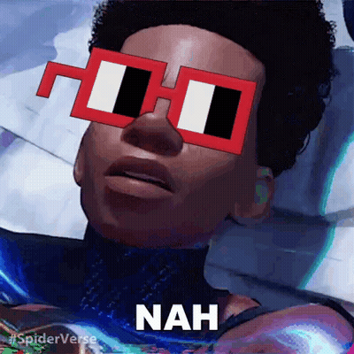 A Cartoon Character Wearing Sunglasses With The Word Nah On It GIF