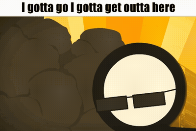 A Cartoon Character Wearing Sunglasses With The Words I Gotta Go I Gotta Get Outta Here GIF