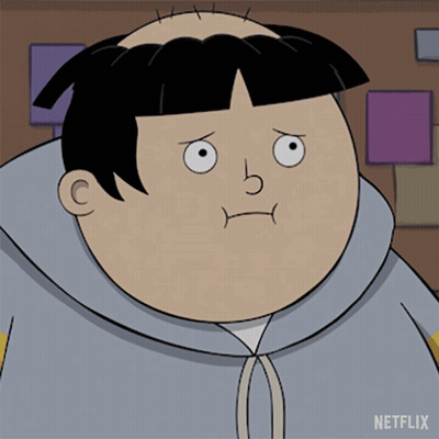 A Cartoon Character With A Bald Head And A Hoodie That Says Netflix On It GIF