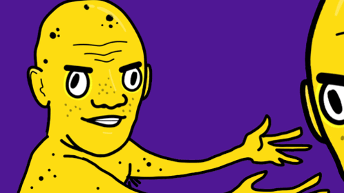 A Cartoon Character With A Bald Head And A Mustache GIF