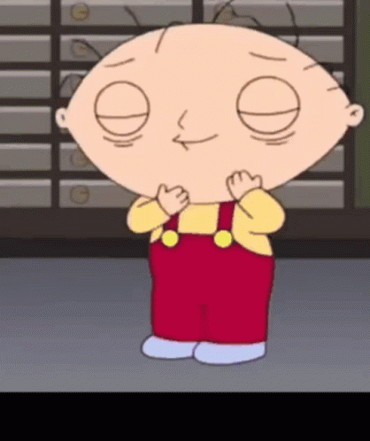 A Cartoon Character With A Bald Head And Red Overalls GIF