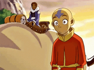 A Cartoon Character With A Bald Head Is Standing Next To A Boat GIF