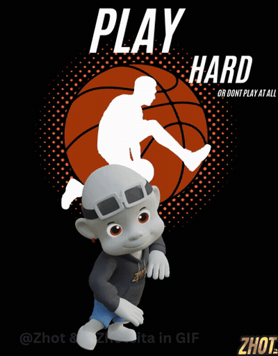 A Cartoon Character With A Basketball And The Words Play Hard Or Dont Play At All GIF