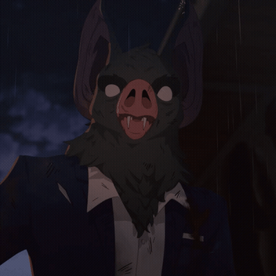 A Cartoon Character With A Bat Mask On His Head GIF
