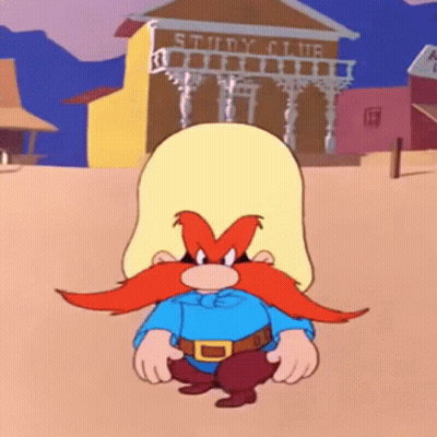 A Cartoon Character With A Beard And A Hat Is Sitting In Front Of A Building That Says Study Club . GIF