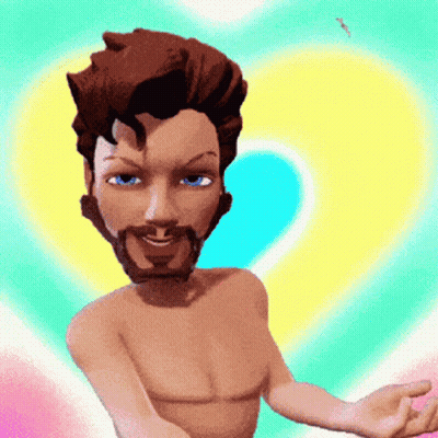 A Cartoon Character With A Beard And Blue Eyes GIF