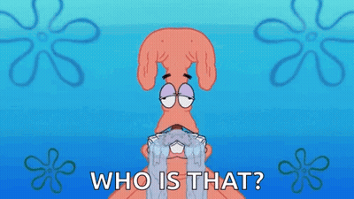 A Cartoon Character With A Beard And Speech Bubbles Asking Who Is That GIF