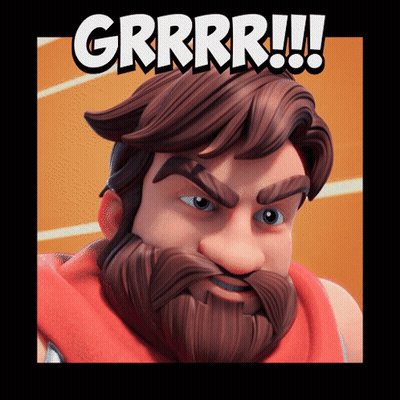 A Cartoon Character With A Beard And The Word Grrr On Top Of Him GIF