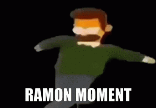 A Cartoon Character With A Beard Is Walking In The Dark And The Words Ramon Moment Are Written On The Bottom Of The Imag GIF
