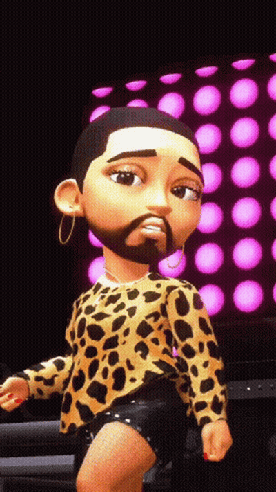 A Cartoon Character With A Beard Is Wearing A Leopard Print Shirt And Shorts GIF