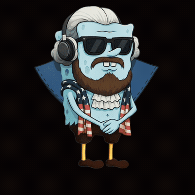 A Cartoon Character With A Beard Wearing Headphones And Sunglasses GIF