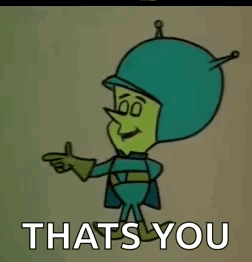 A Cartoon Character With A Big Head And The Words Thats You Below Him GIF