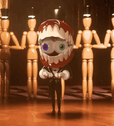 A Cartoon Character With A Big Mouth And Blue Eyes GIF
