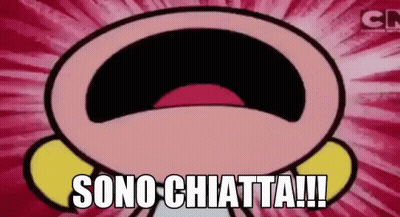 A Cartoon Character With A Big Mouth Is Screaming And Says Sono Chiatta !!! . GIF