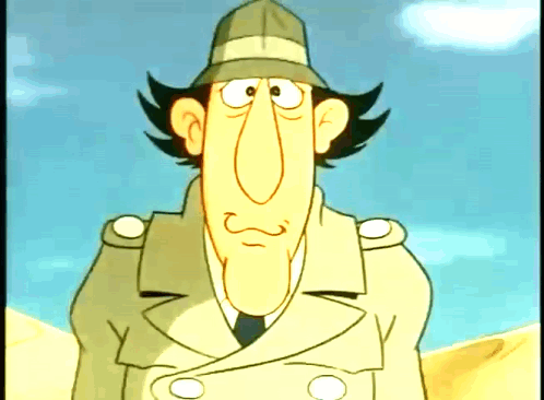 A Cartoon Character With A Big Nose Is Wearing A Trench Coat And A Hat GIF