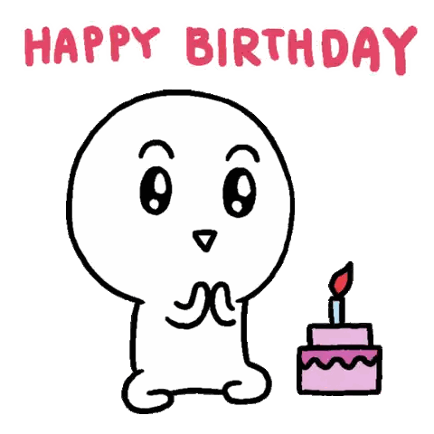 A Cartoon Character With A Birthday Cake And The Words Happy Birthday Sticker