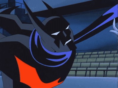 A Cartoon Character With A Blue Cape And A Red Tail GIF