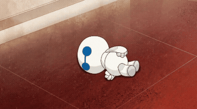 A Cartoon Character With A Blue Eye Is Laying On The Ground GIF