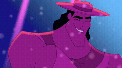 A Cartoon Character With A Blue Hat And A Purple Background GIF