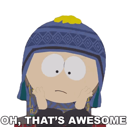 A Cartoon Character With A Blue Hat Says Oh That 'S Awesome GIF