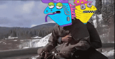 A Cartoon Character With A Blue Head And A Yellow Head With A X On It GIF