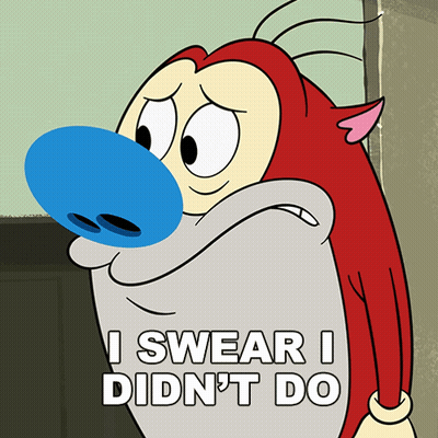 A Cartoon Character With A Blue Nose Says I Swear I Didn 'T Do GIF