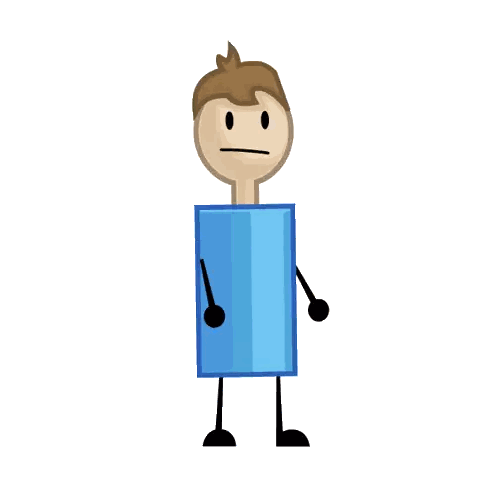 A Cartoon Character With A Blue Rectangle On His Back Sticker