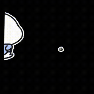 A Cartoon Character With A Blue Scarf Around His Neck Is Standing Next To A Small Circle . GIF