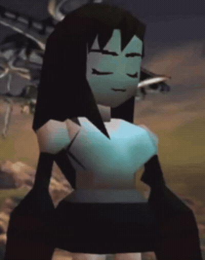 A Cartoon Character With A Blue Shirt And Black Gloves GIF