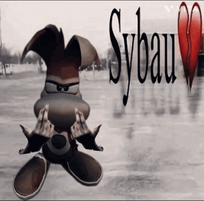 A Cartoon Character With A Broken Heart And The Word Sybau On The Bottom GIF