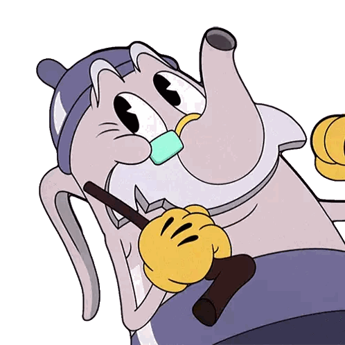 A Cartoon Character With A Cane And A Toothbrush GIF