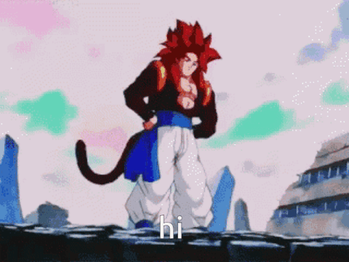 A Cartoon Character With A Cat Tail And The Word Hi On The Bottom GIF