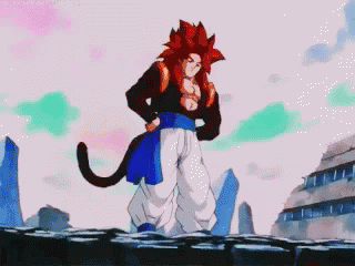 A Cartoon Character With A Cat Tail Is Standing On A Cliff GIF