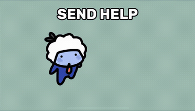 A Cartoon Character With A Cell Phone And The Words Send Help GIF