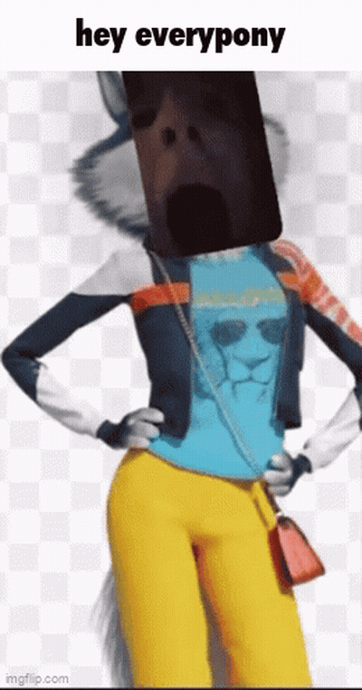 A Cartoon Character With A Cell Phone On His Head And The Words Hey Everypony Below It GIF
