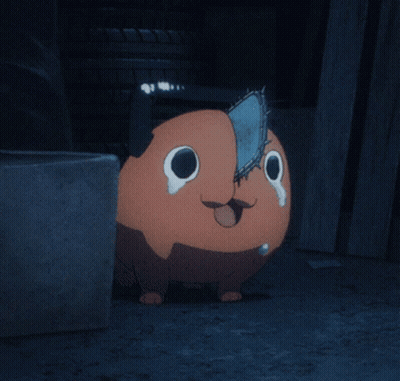 A Cartoon Character With A Chainsaw On Its Face GIF