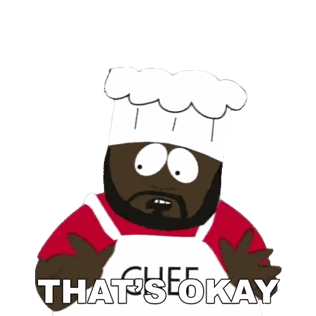 A Cartoon Character With A Chef 'S Hat And Apron Says " That 'S Okay " Sticker